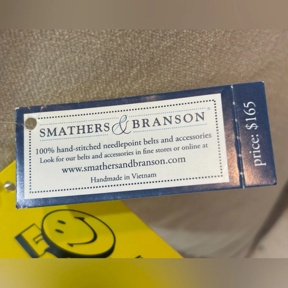 Smathers & Branson Smiley Needlepoint Pillow Pink‎ Yellow Licensed Smiley Face
